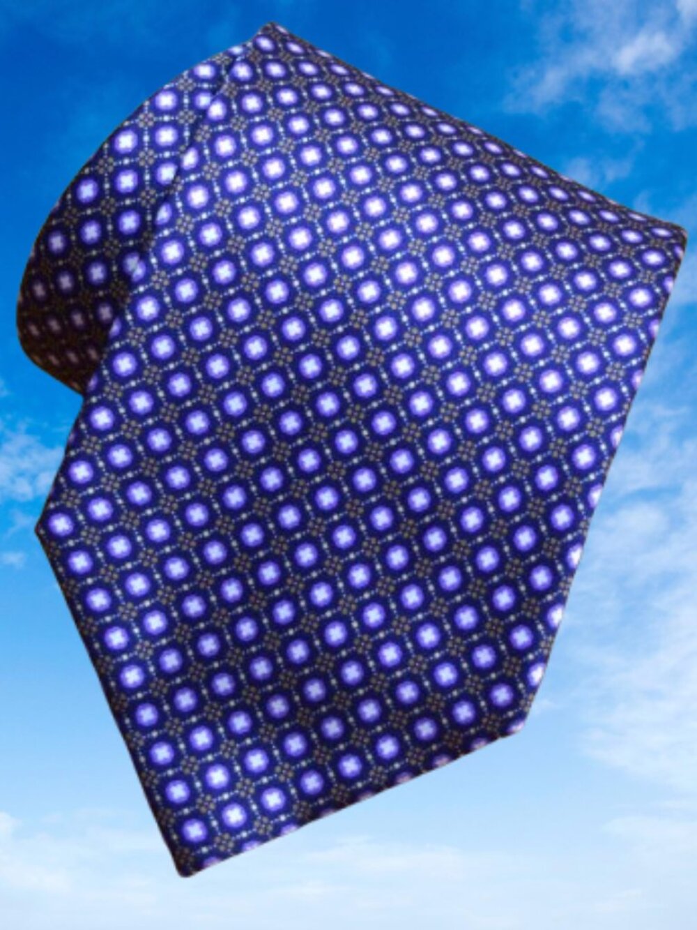 $840 New BRIONI lavender Navy Blue Brown Geometric Handmade Italy Silk Neck Tie